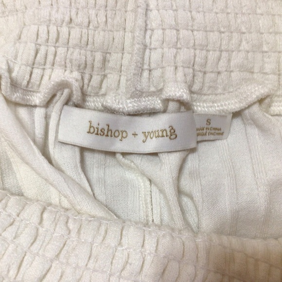 NWOT Bishop + Young Off-White Wide Leg Rib Knit Pants S Neutral Minimalist - Picture 3 of 5